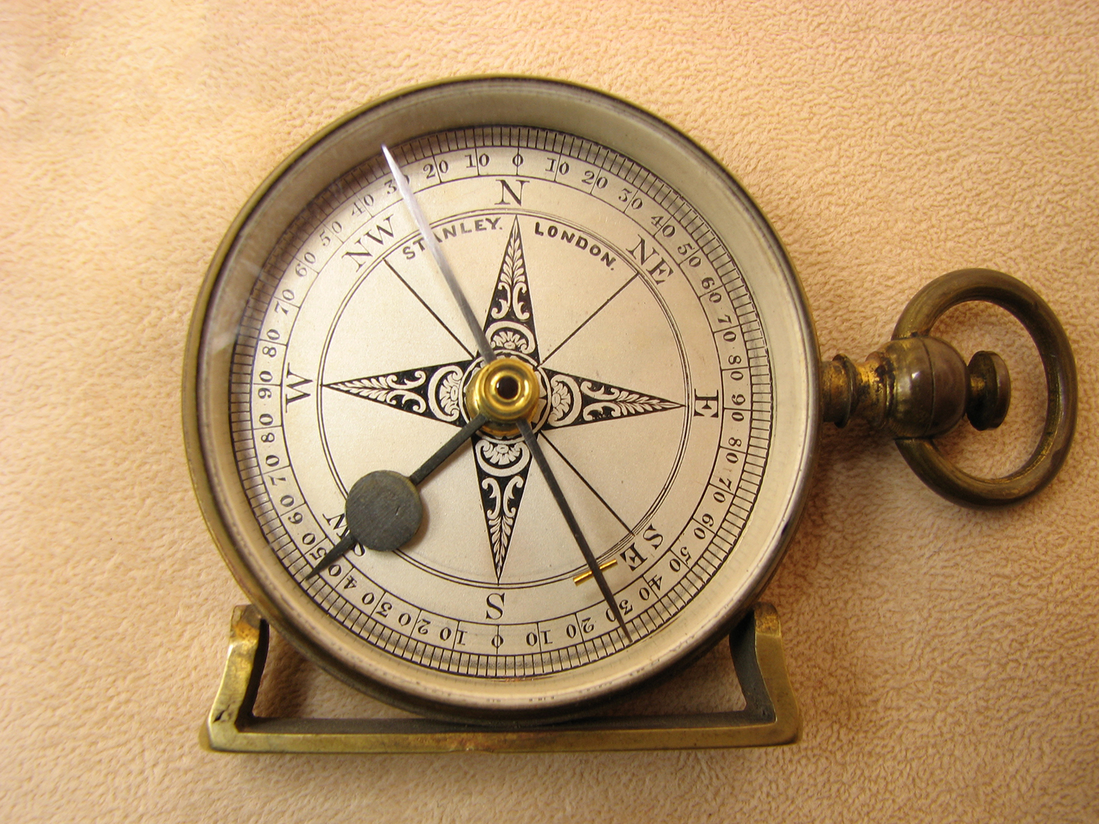 Victorian compass & clinometer with Geological Survey Scotland logo, in fitted case